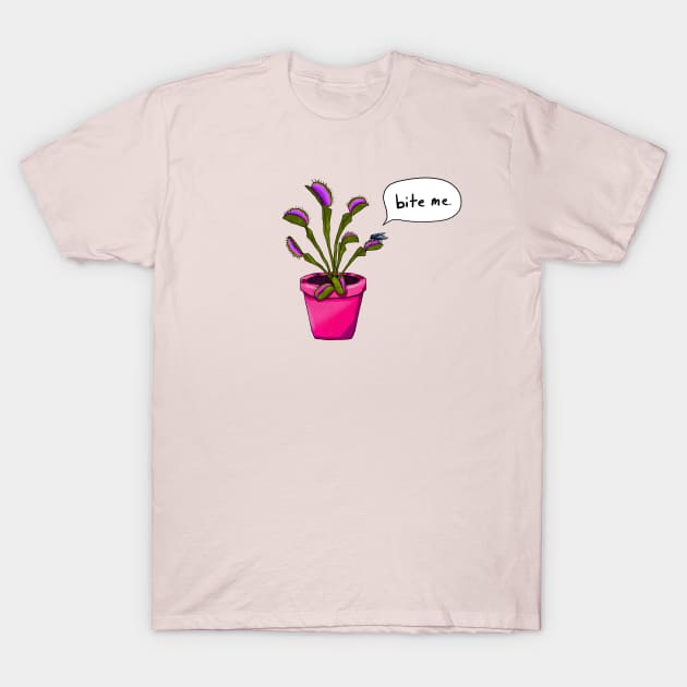 Bite Me Venus Flytrap - Pink T-Shirt by ShiftyShrike